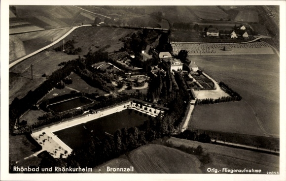 Postcard Bronnzell Fulda in Hesse, aerial view of Rhönbad, Rhönkurheim, swimming pool, surroundings