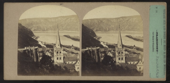 Stereo photo Bacharach on the Rhine with church St. Peter