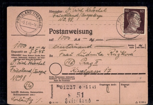 PAW No. 797 (2) "Friedland (Isergeb.) 5.5.45"