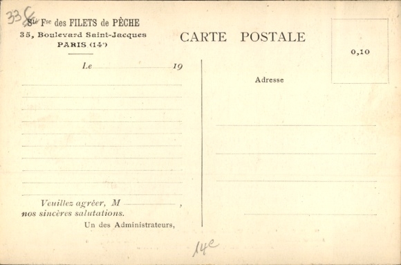 Ak Observatorium Parijs XIV, Boulevard Saint Jacques, Societe Francaise des Filets de Peche