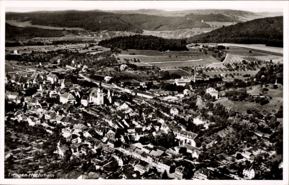 Postcard Tiengen am Oberrhein, aerial photograph