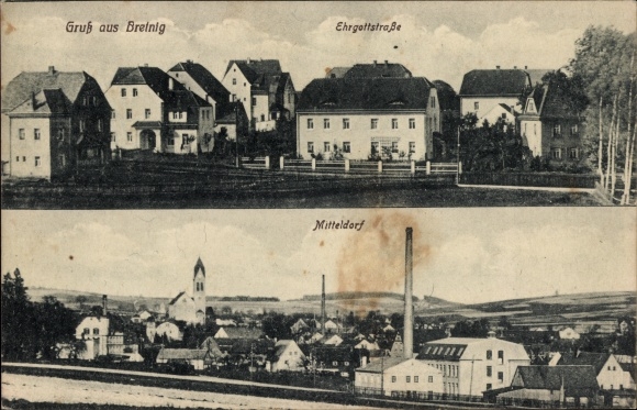 Postcard Bretnig Hauswalde in Saxony, Ehrgottstrasse, Mitteldorf