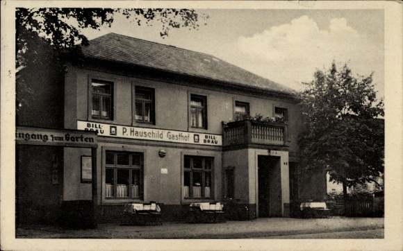 Postcard Hamburg Harburg Neugraben Fischbek, guesthouse of P. Hauschild, entrance to...