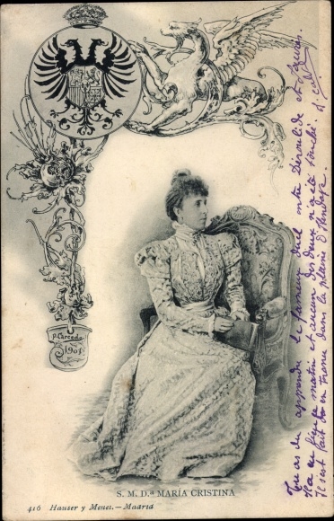Postcard Dona Maria Cristina, Maria Christina of Austria, Queen of Spain