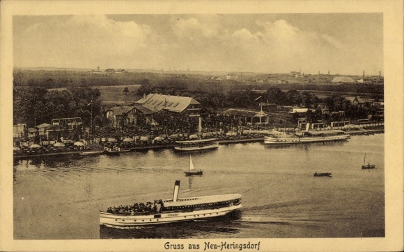 Postcard Neu Heringsdorf Berlin, general view, steamer