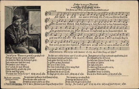 Song Postcard Soph, Hans, Da Eisnbah, Erzgebirge dialect