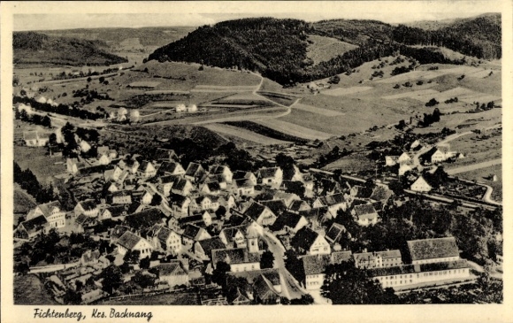 Postcard Fichtenberg in Württemberg, aerial photograph