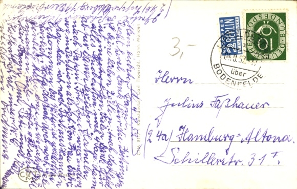 Song Postcard Weserlied, on the Weser, steamer