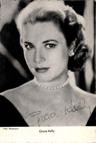 Postcard actress Grace Kelly, portrait, Princess Grace of Monaco, autograph
