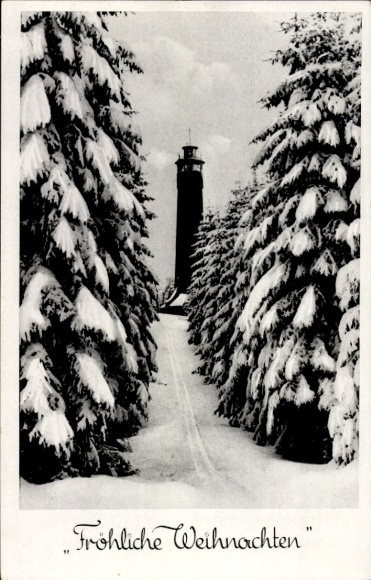 Postcard Eichen Kreuztal in Westphalia, Kindelsbergturm, winter view