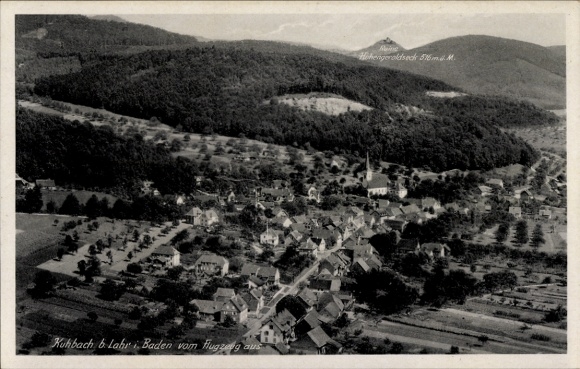 Ak Kuhbach Lahr im Schwarzwald Baden, Fliegeraufnahme