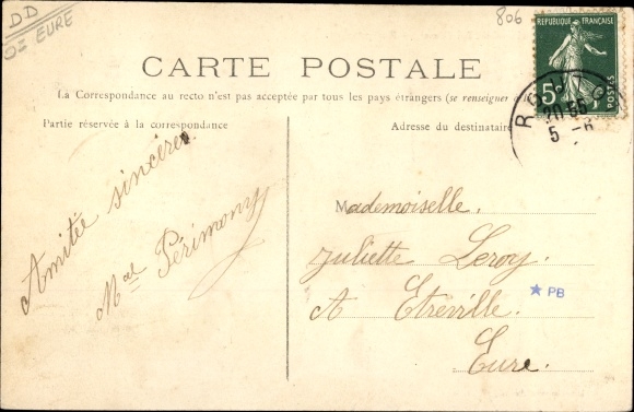 Postcard Bourgtheroulde Eure, Rue principale, street section