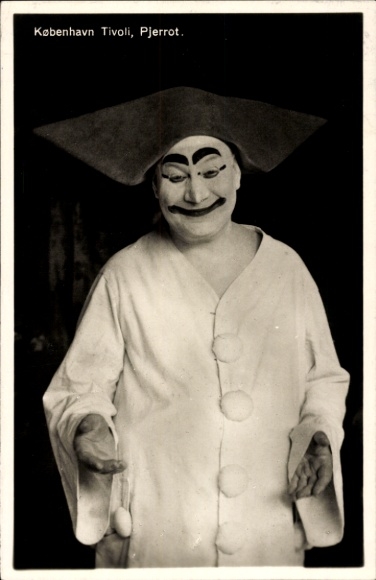 Postcard København Copenhagen Denmark, Tivoli, Pierrot