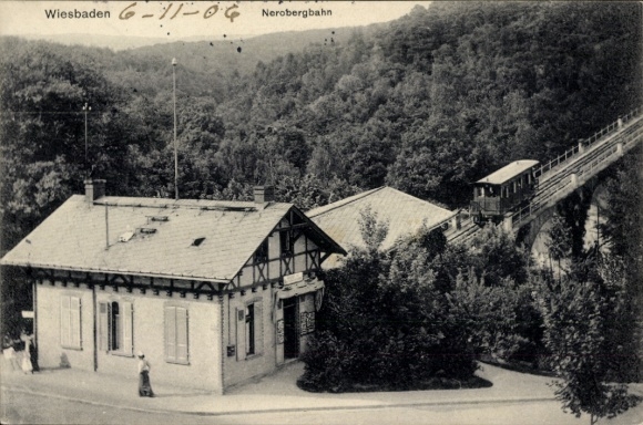 Ak Wiesbaden in Hessen, Blick auf die Nerobergbahn, Wald