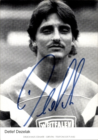 Autogrammkarte Fußballer Detlef Dezelak, Preußen Münster, Autogramm