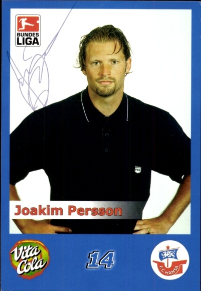 Autograph card footballer Joakim Persson, FC Hansa Rostock, autograph