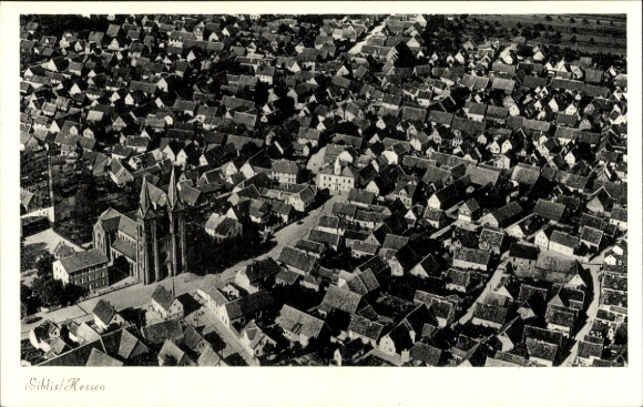 Postcard Biblis am Rhein Hesse, aerial photograph