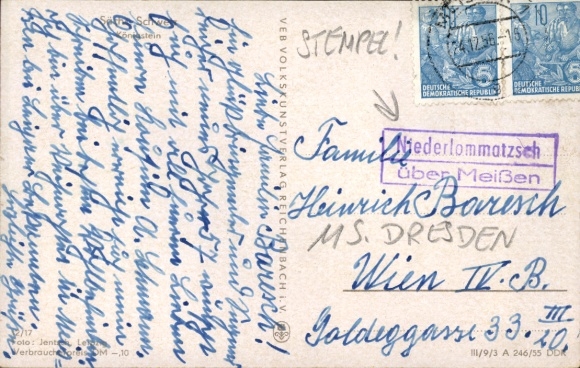KP Landpoststempel Niederlommatzsch przez Miśnię