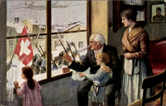 Artist Postcard Happy New Year, Switzerland