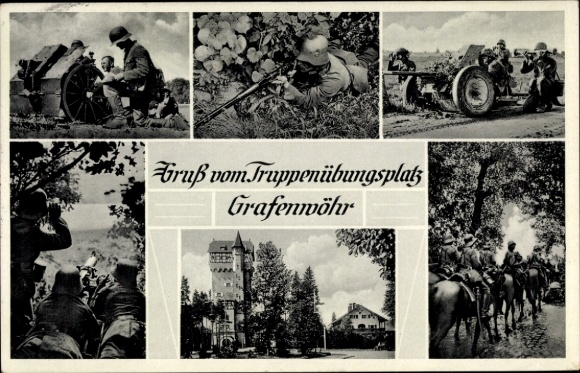 Postcard Grafenwöhr in Upper Palatinate Bavaria, military training area of the Wehrmacht