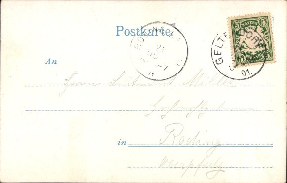 Postcard Eresing Upper Bavaria, St. Ulrich's Chapel, Kreuzberg, Marian Column