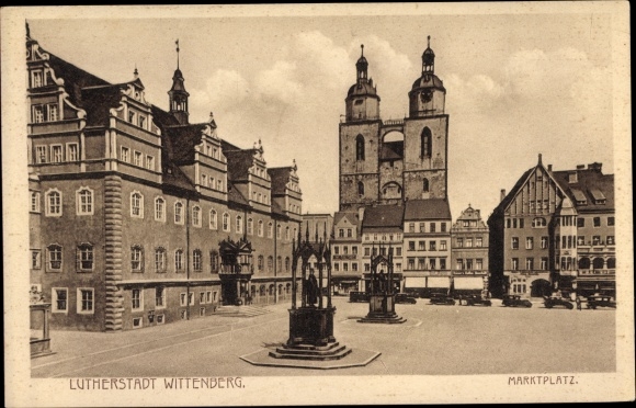 Ak Lutherstadt Wittenberg, Marktplatz, Kirche