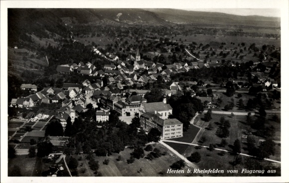 Ak Herten Rheinfelden in Baden, Luftaufnahme, Stadtansicht, Wohnhäuser, Umgebung, Otto von Bismar
