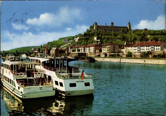 PC Würzburg am Main Unterfranken, Mainpartie, ship Fortuna, partial view
