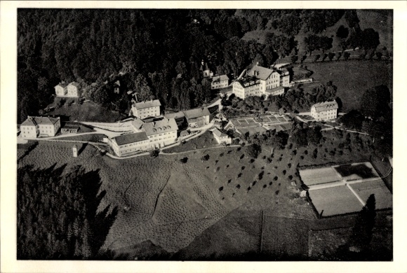 Postcard Adelholzen Siegsdorf in Upper Bavaria, aerial photograph