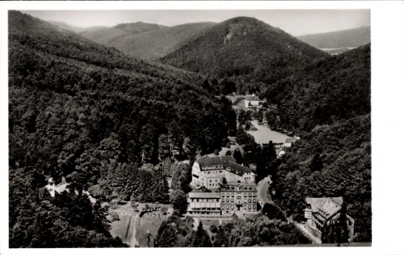 Postcard Bad Bergzabern on the Palatinate Wine Route, climatic health resort, wine route, spa hotel, forest landscape