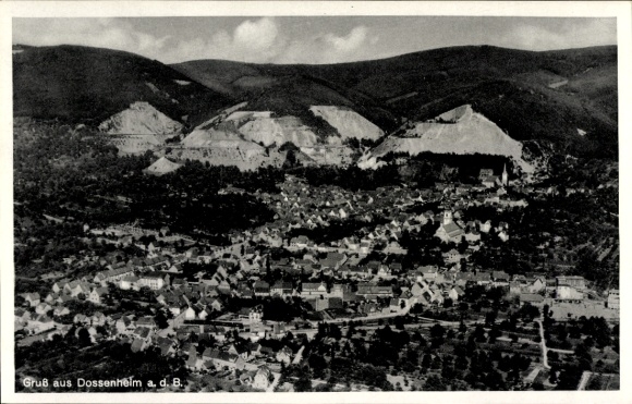 Postcard Dossenheim an der Bergstraße Baden, aerial photograph