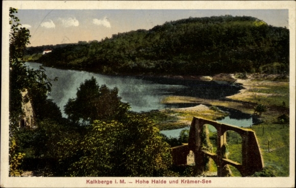 Ak Rüdersdorf bei Berlin, Kalkberge, Krämer-See, Hohe Halde, Wasserlandschaft, Ruine