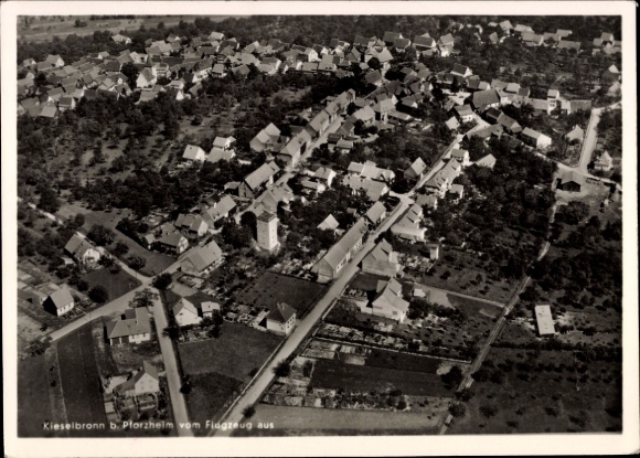 Postcard Kieselbronn in Baden, aerial photograph, Kieselbronn, view of houses, rural surroundings
