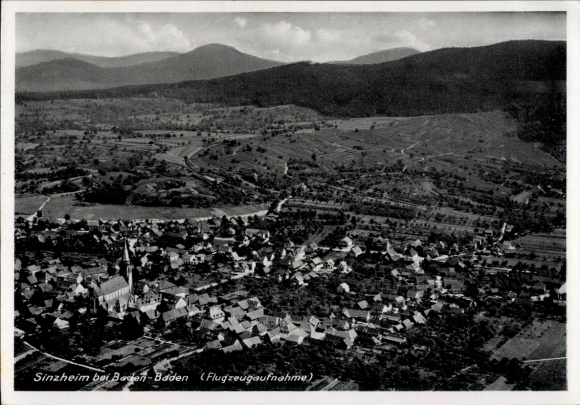 Postcard Sinzheim in Baden, aerial photograph