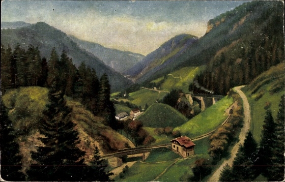 Artysta KP Hoffmann, H., Breitnau w Schwarzwaldzie, Höllental w pobliżu wąwozu Rawenny