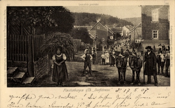 Postcard Finsterbergen Friedrichroda in the Thuringian Forest, Dorfstraße