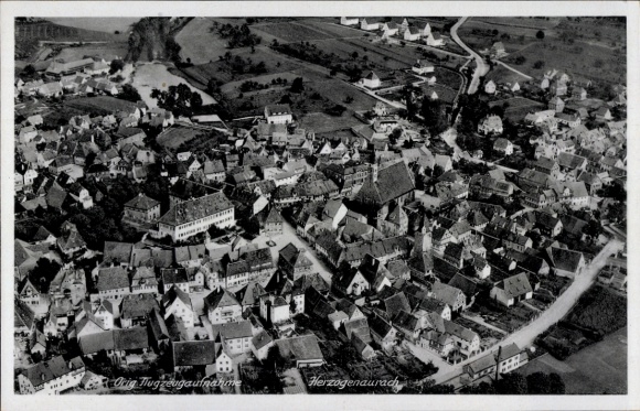 Postcard Herzogenaurach in Middle Franconia, aerial photograph