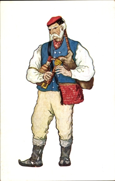 Postcard Croatian costume, Licaner farmer