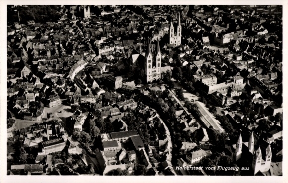 Postcard Halberstadt in Saxony-Anhalt, aerial photograph