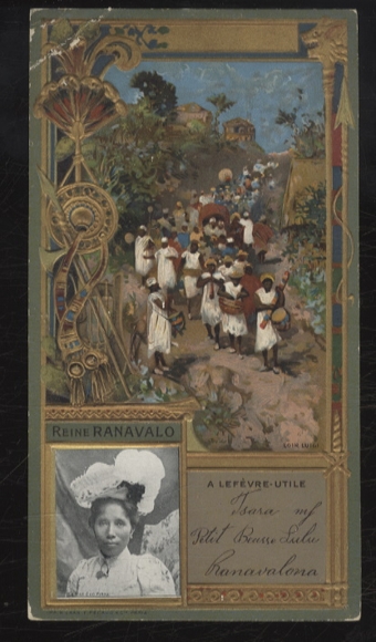 Merchant picture advertising card Lefevre-Utile Lu Art Nouveau, Queen Ranavalo