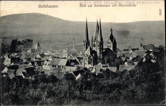 Postcard Gelnhausen in Hesse, town view, St. Mary's Church