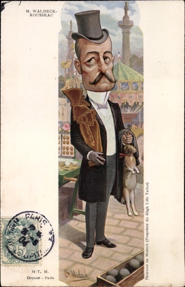 Artist PC Moloch, B., French politician Pierre Waldeck-Rousseau, Dreyfus affair, caricature