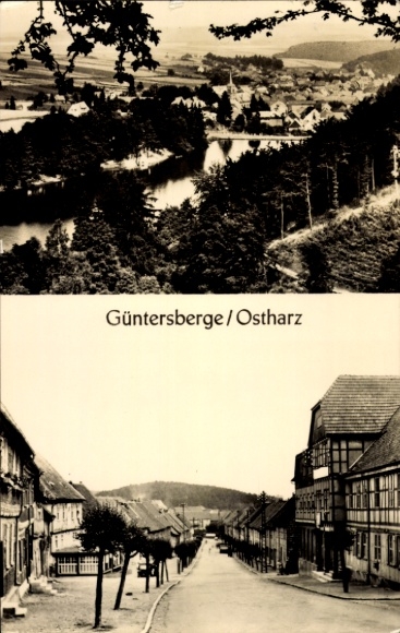 Ak Güntersberge Harzgerode am Harz, uitzicht op de stad en omgeving