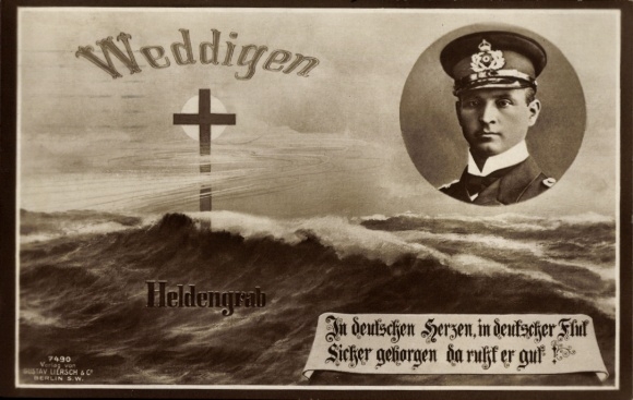 KP Otto Weddigen, oficer marynarki, komandor porucznik, grób bohatera