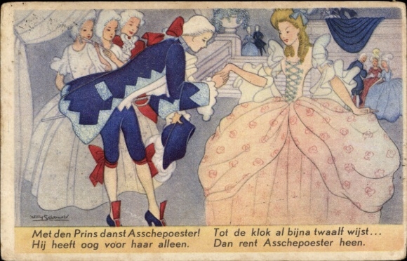 Artist Postcard Schermele, Willy, fairy tales, Brothers Grimm, Cinderella