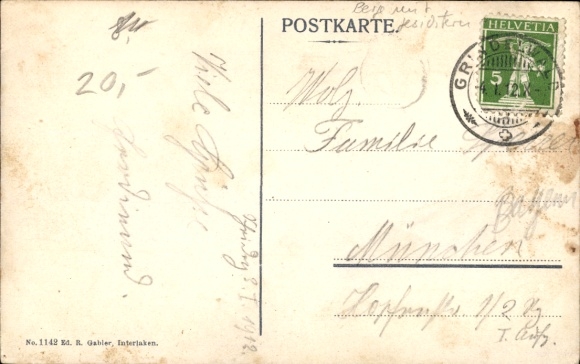 Postcard Canton of Bern, Eiger, Mönch, Jungfrau, mountain landscape, mountain faces