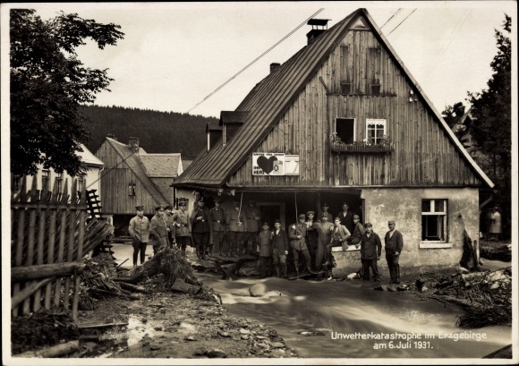 PC Johanngeorgenstadt in the Erzgebirge Saxony, Lehmer Grund, storm disaster on July 6th, 1931