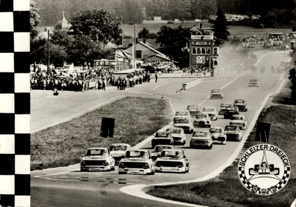 Ak Schleiz im Vogtland Thüringen, Dreieck Rennen, Start zum Pokallauf für Tourenwagen 1976