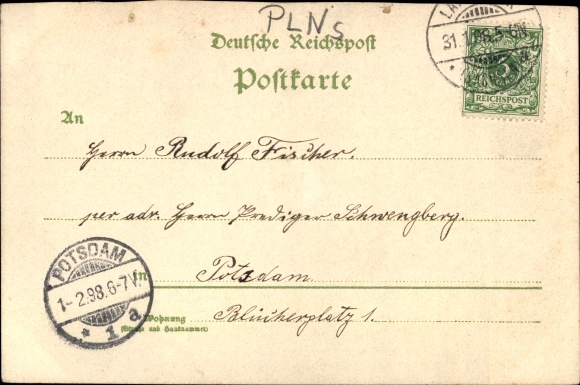 Chromo-Litho Dresden Langebrück, villa colony, spa, Hotel zur Post, total view of the village