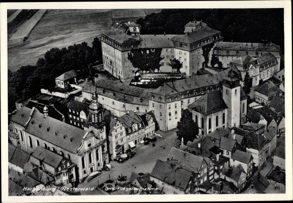 PC Hachenburg Westerwald Rhineland Palatinate, view of the town, castle, aerial photo